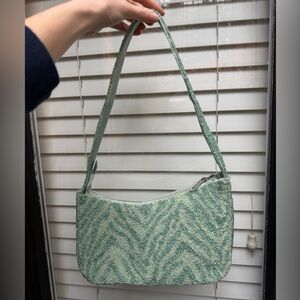 Viral Sea foam Green Beaded Animal Print Shoulder Beaded Bag handbag